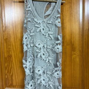 Tempo Paris Gray Lace Overlay Dress